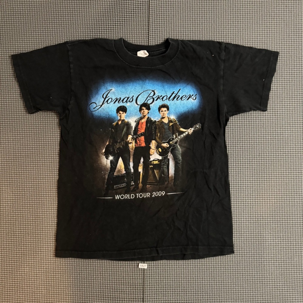 Jonas Brothers World Tour 2009 Graphic T-Shirt Black Youth Large Anvil Concert